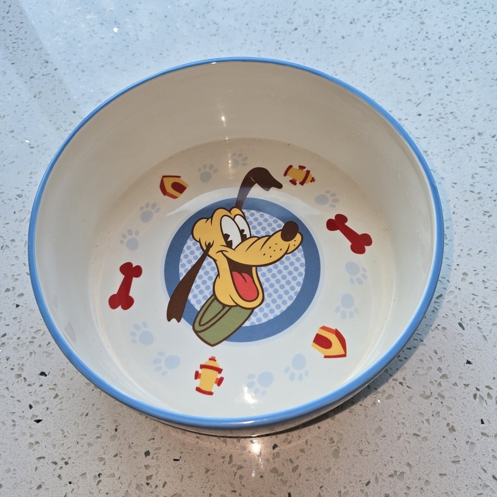 2006 Disney Pluto Dog, Popcorn, Cereal Bowl Ceramic 3 Inches Deep And